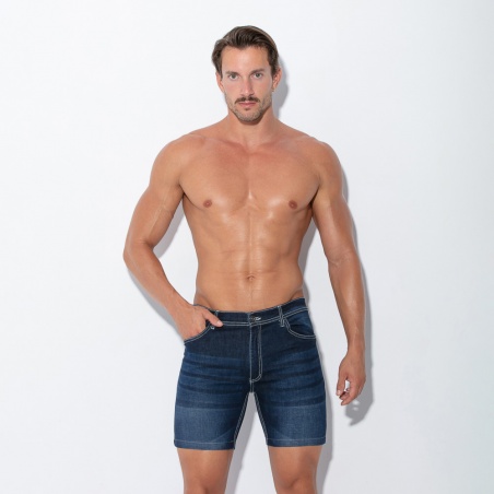 Stretch denim 5 pocket short navy blue