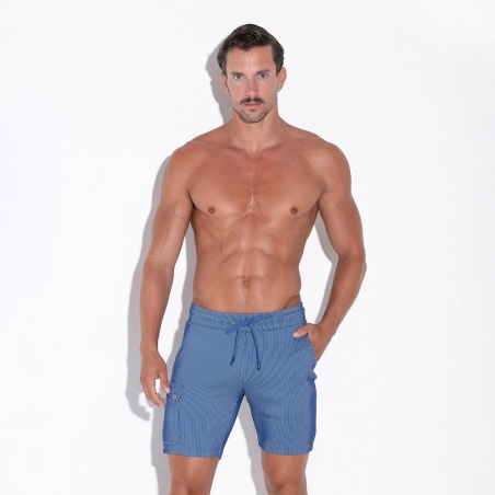 Pantalón corto bermudas de canalé Reflex azul