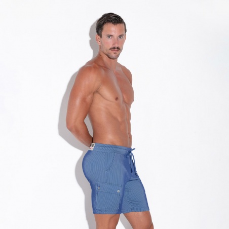 Pantalón corto bermudas de canalé Reflex azul