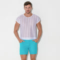 Camiseta cropped rejilla de raya blanca