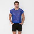 Camiseta cropped rejilla de raya azul