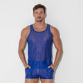 Camiseta tank rejilla de raya azul