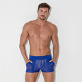 Mini short rejilla de raya azul