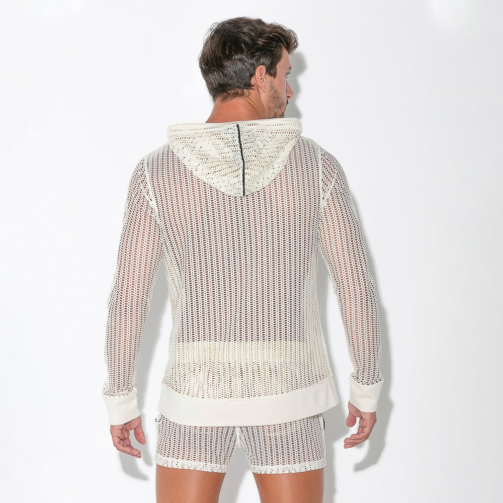 Sudadera en jacquard calado blanco roto