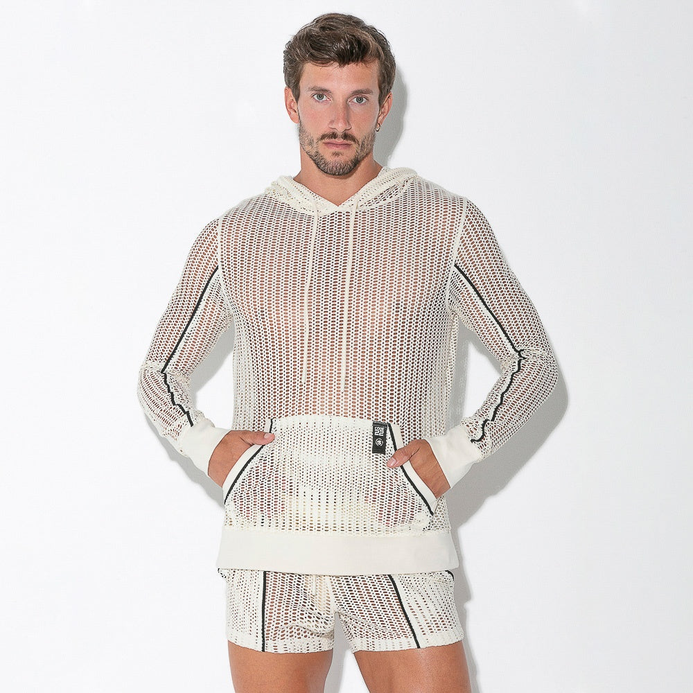 Sudadera en jacquard calado blanco roto