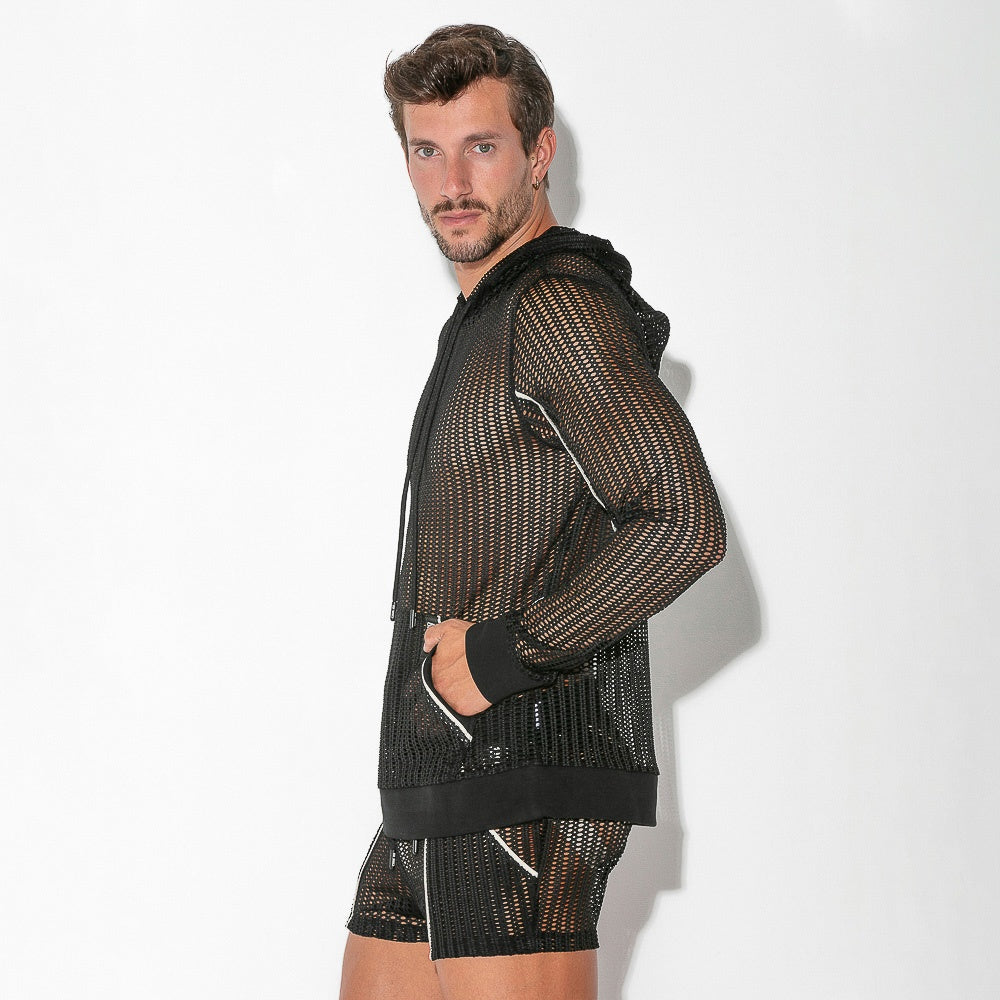 Sudadera en jacquard calado negro