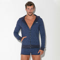 Geometric print hoodie navy blue
