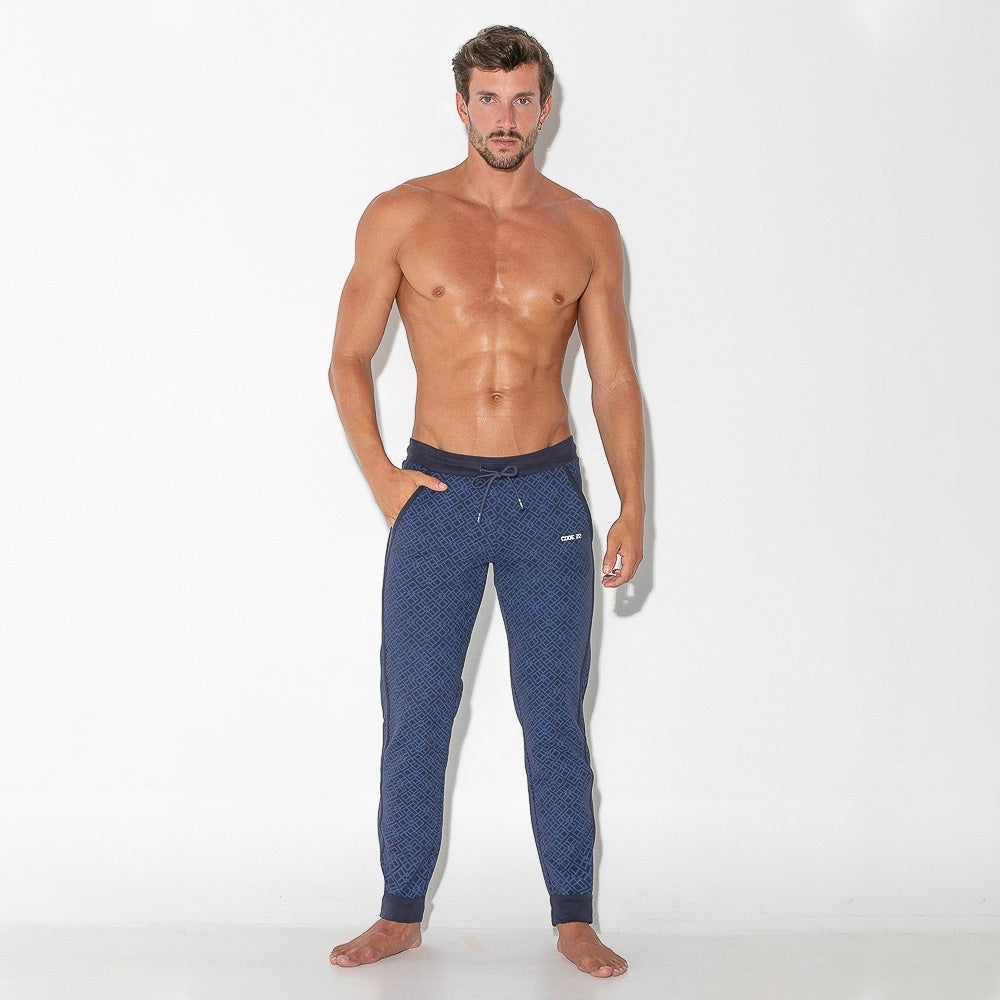Geometric print jogger navy blue