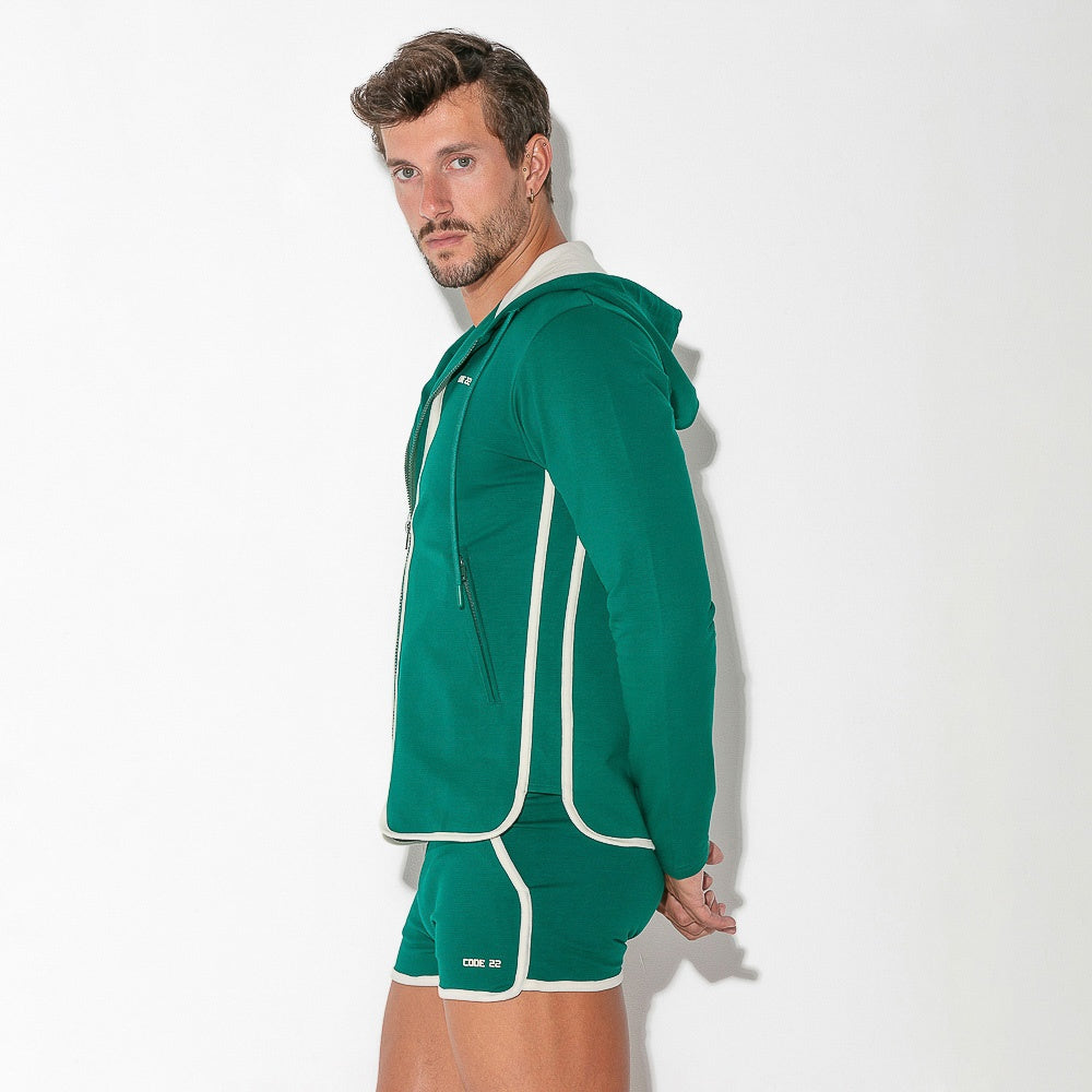 Sweat à capuche vert Focus