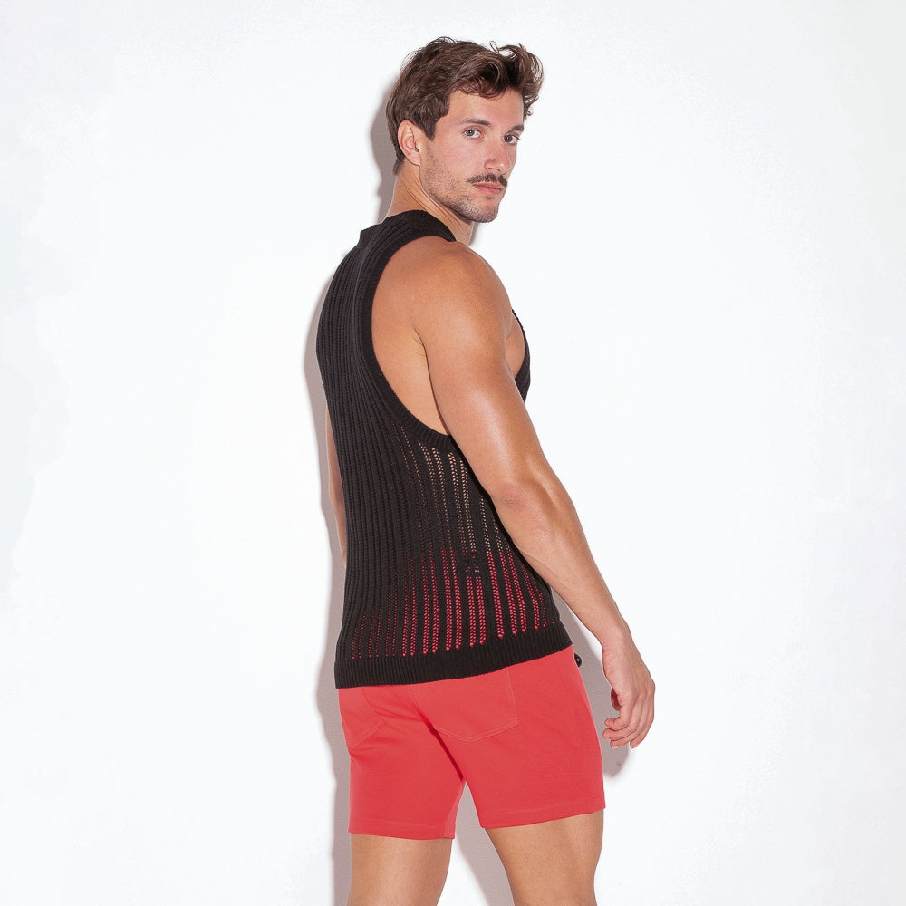 Camiseta tank de punto rayas negro