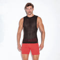 Camiseta tank de punto rayas negro