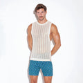Camiseta tank de punto rayas blanco roto