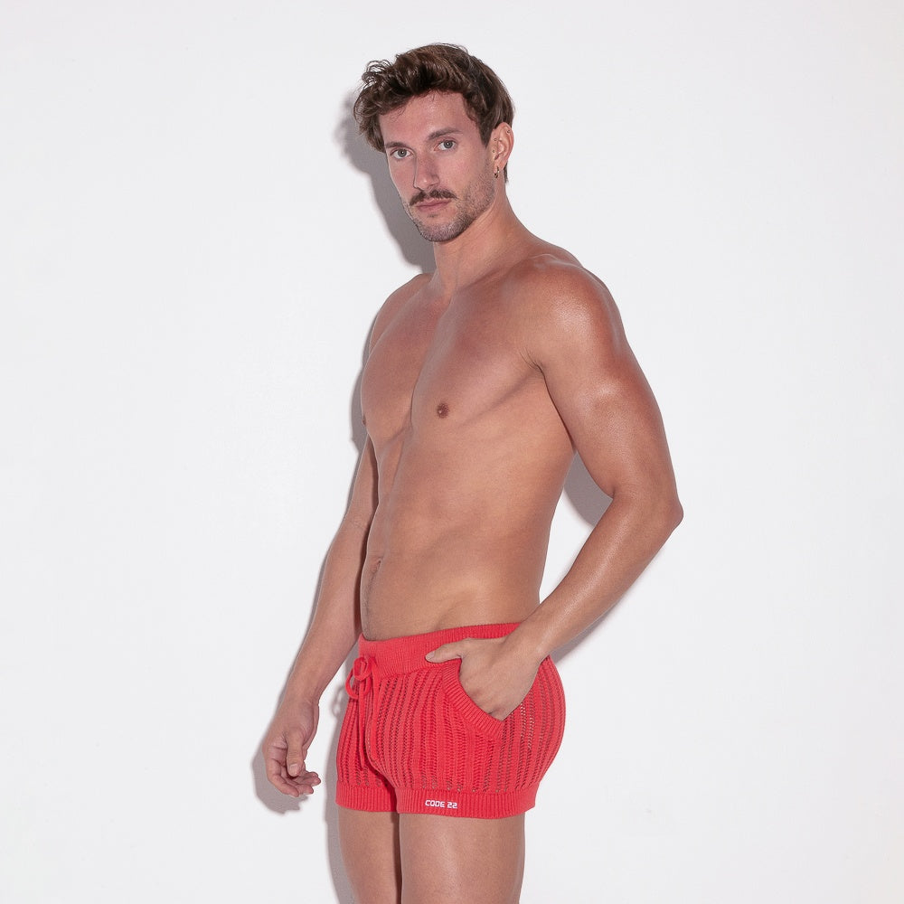 Short de punto a raya coral