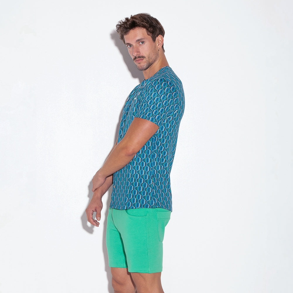 Camiseta slim fit baseball azul