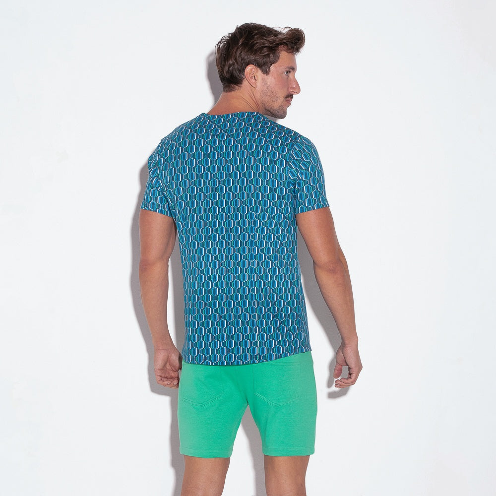 Camiseta slim fit baseball azul