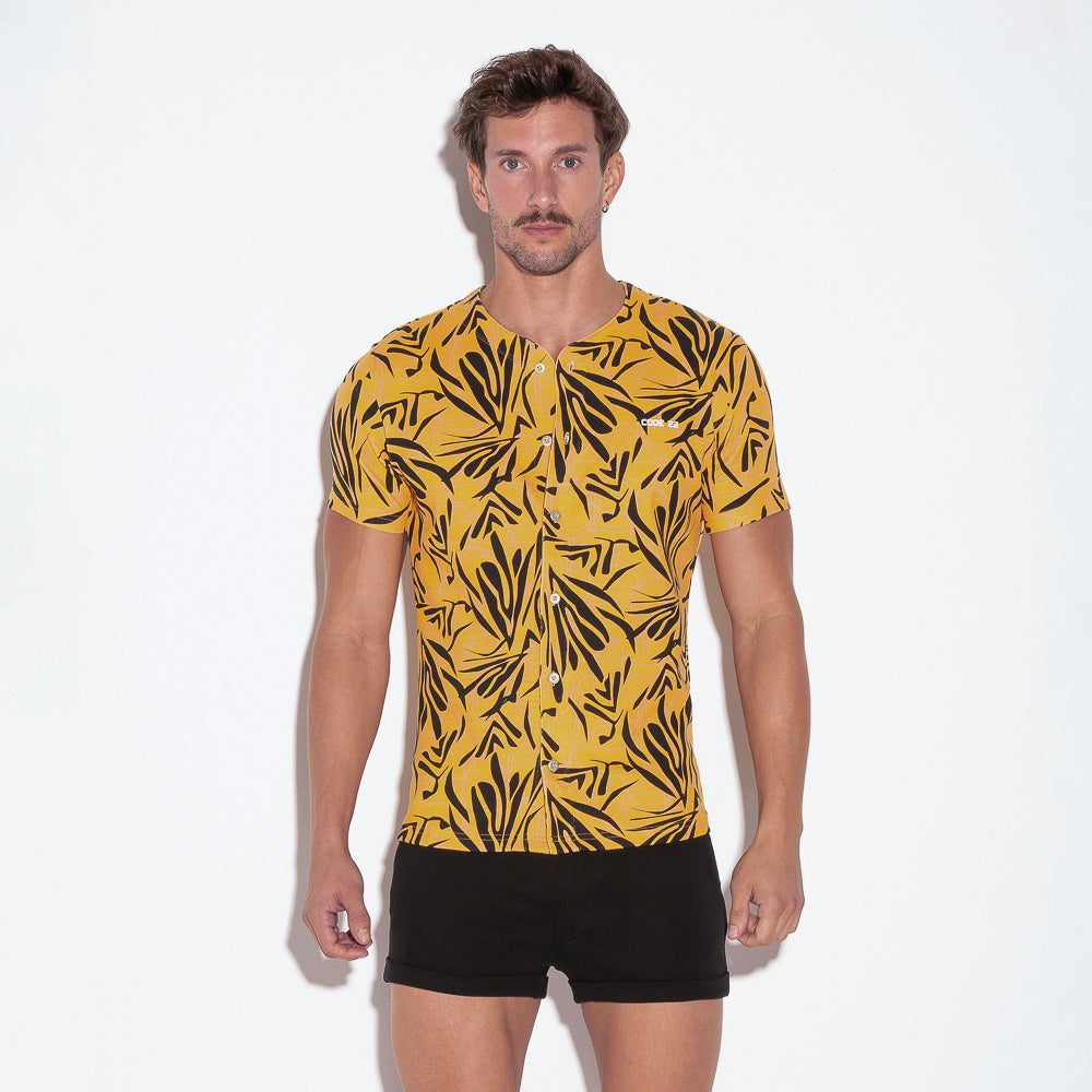 Camiseta slim fit baseball mandarina