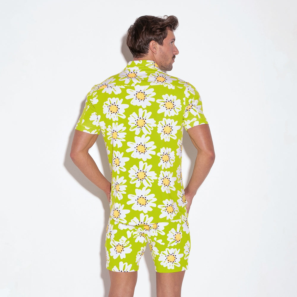 Camisa elástica slim fit verde lima