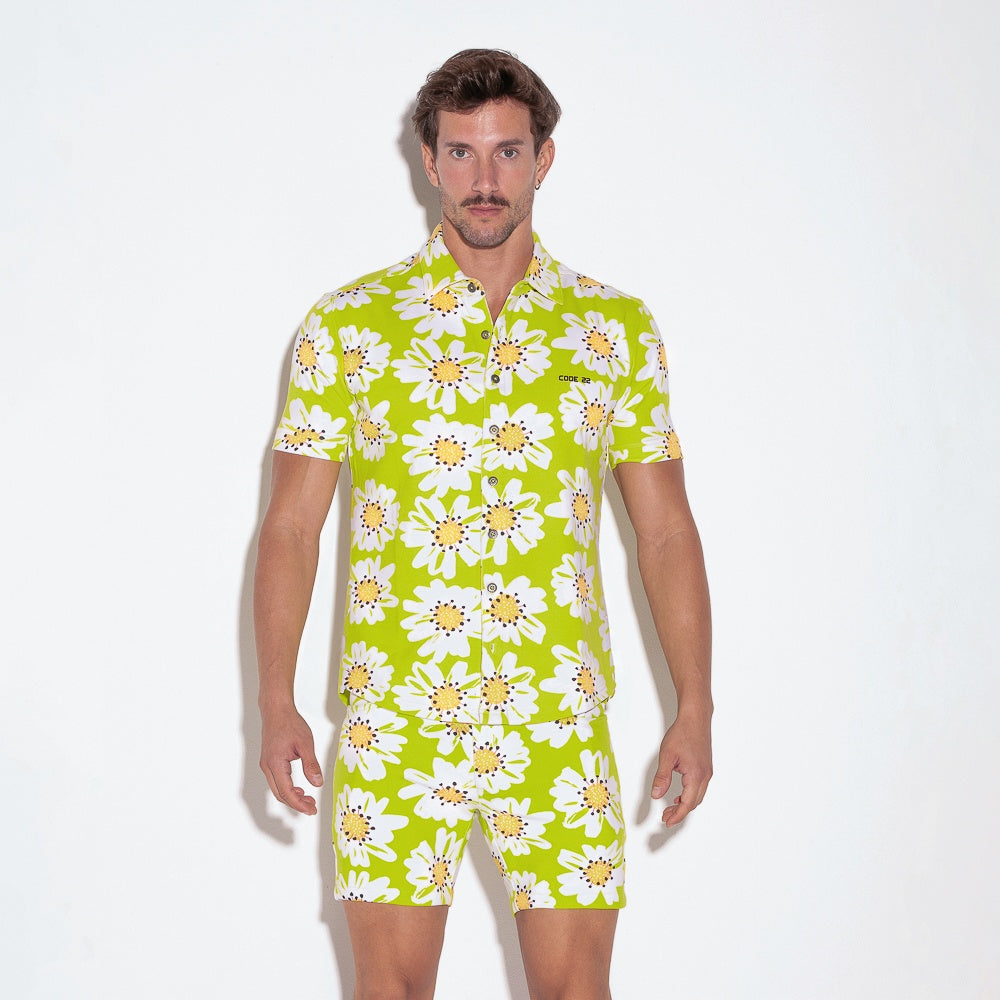 Camisa elástica slim fit verde lima