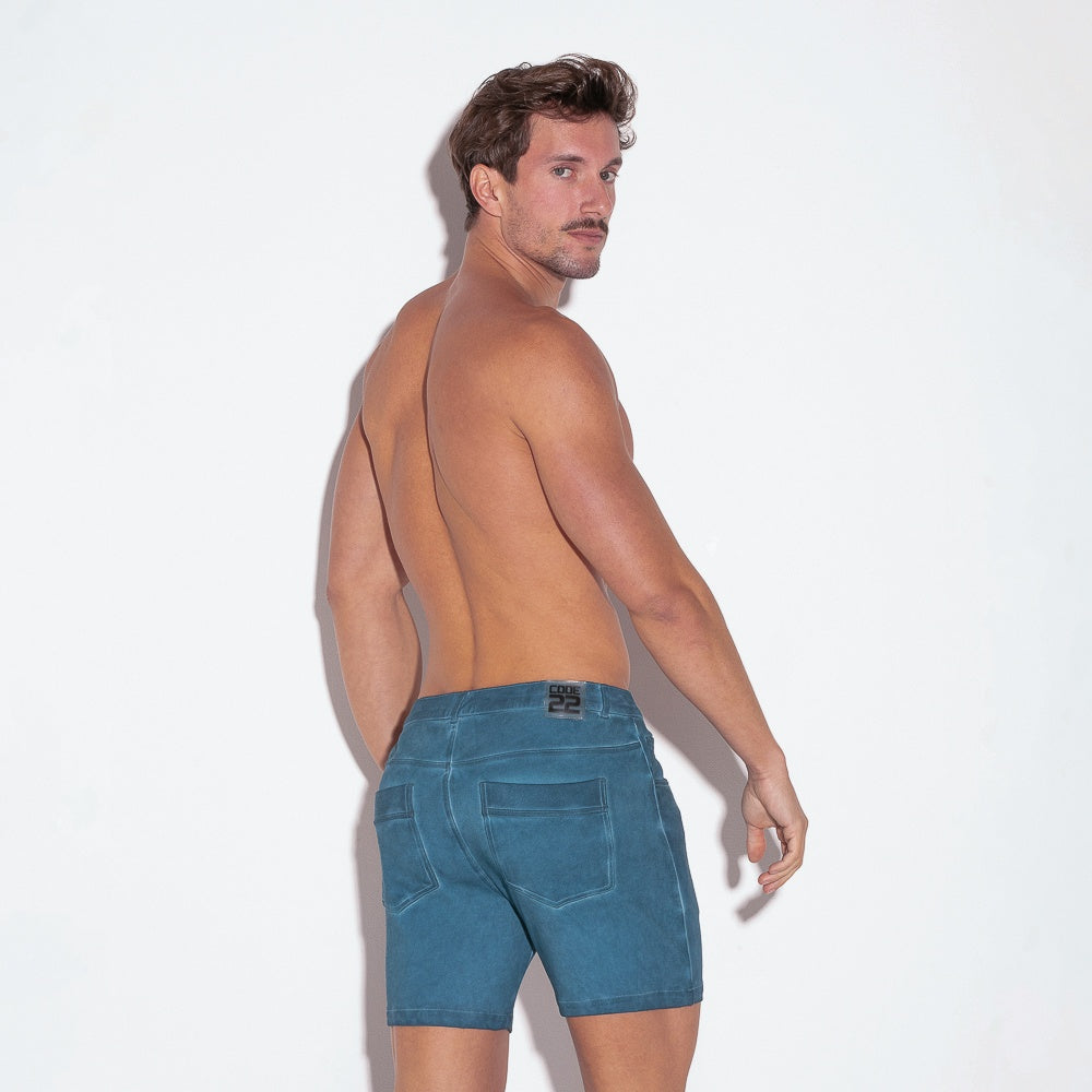 Short vintage 5 bolsillo petróleo