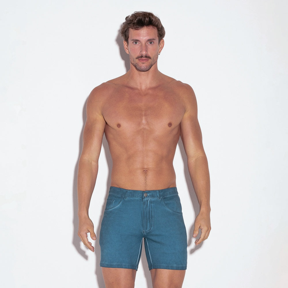 Short vintage 5 bolsillo petróleo