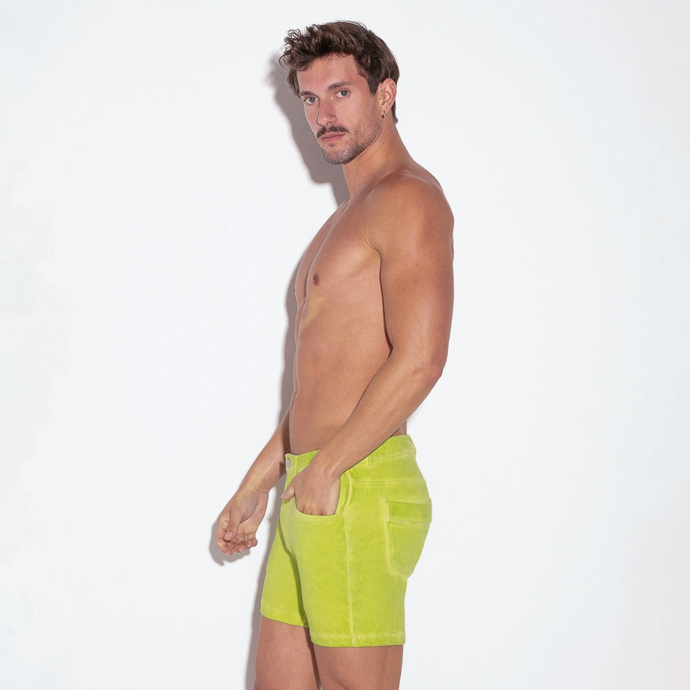 Short vintage 5 bolsillo verde lima