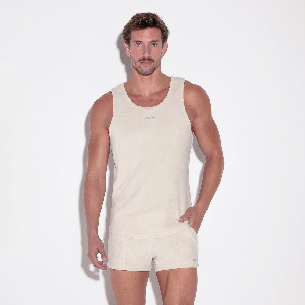 Camiseta tank de terry blanco roto