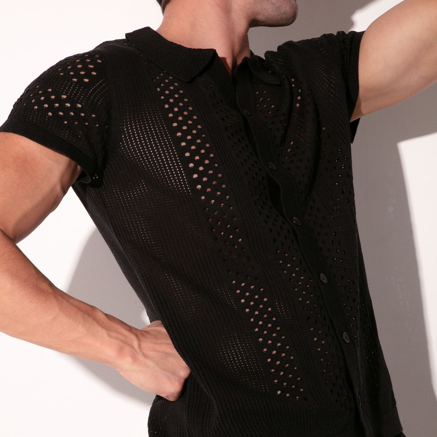 MOSAIC KNIT SHIRT BLACK
