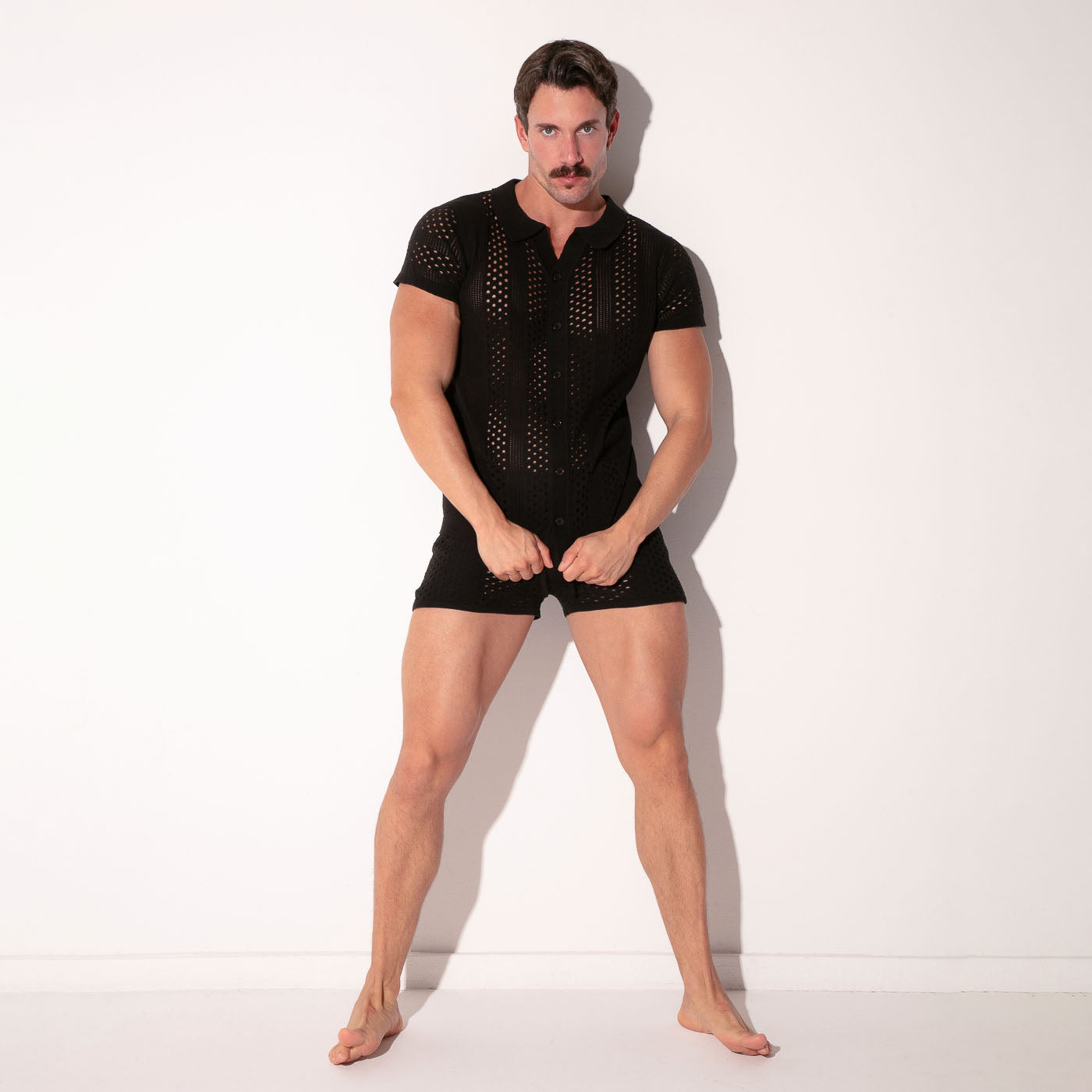 MOSAIC KNIT SHIRT BLACK