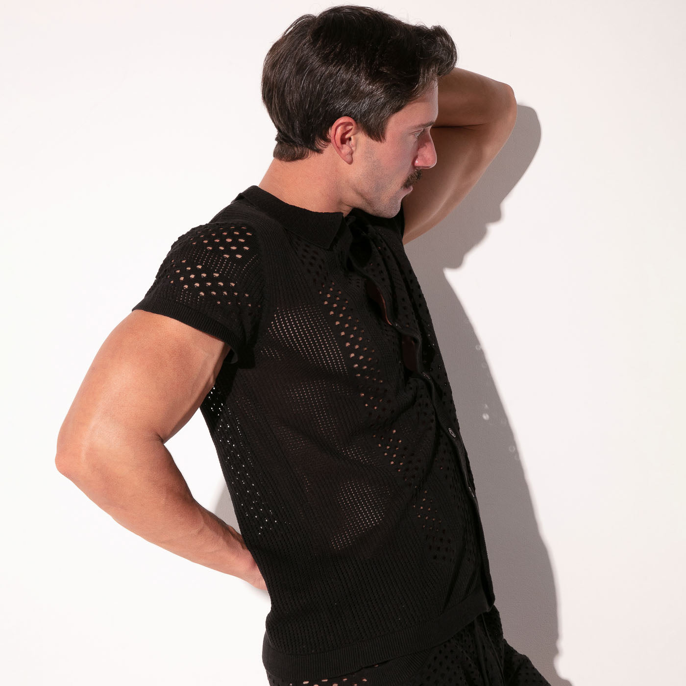 MOSAIC KNIT SHIRT BLACK