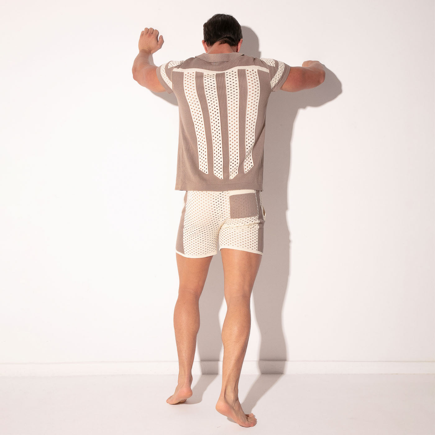 MOSAIC KNIT SHIRT TAUPE