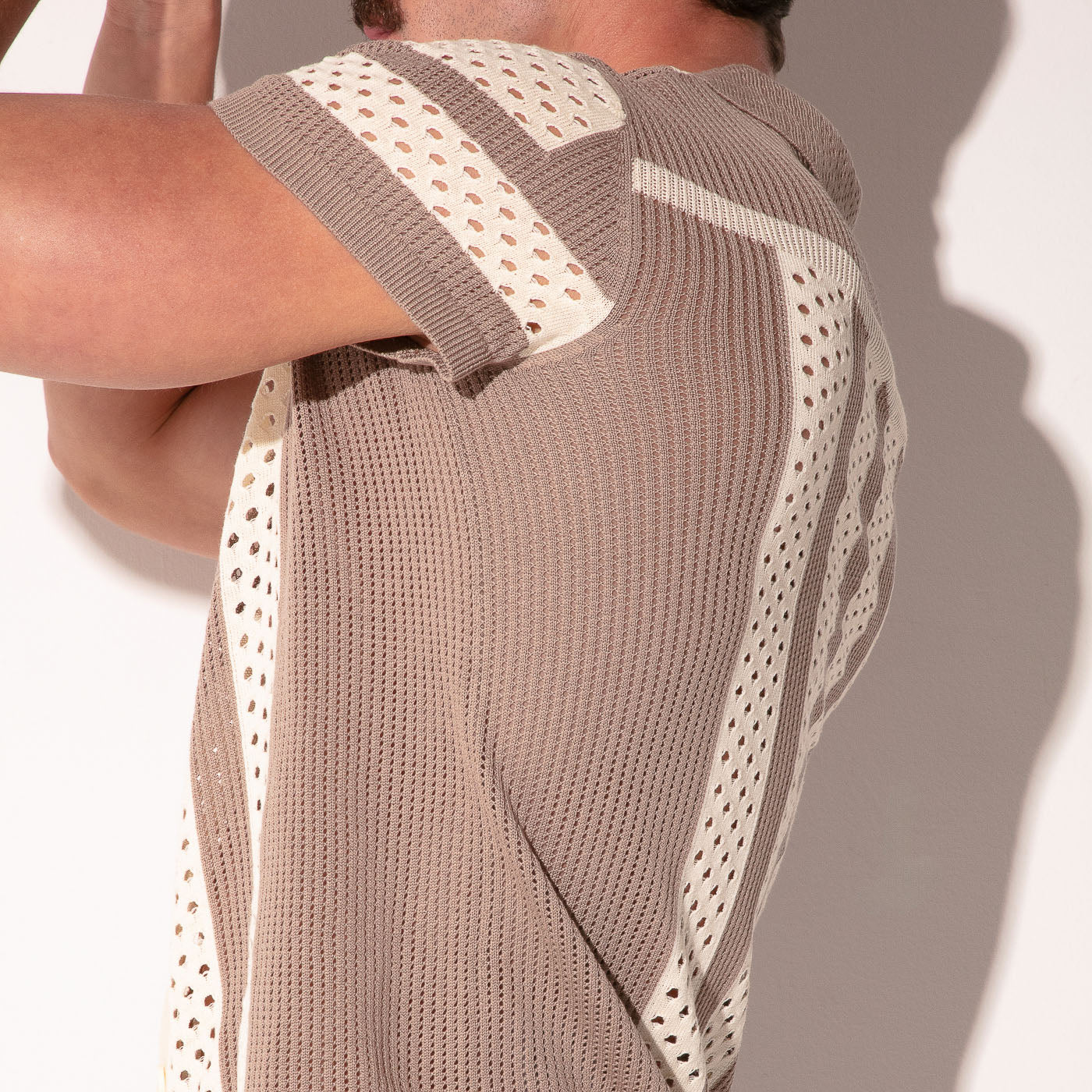 MOSAIC KNIT SHIRT TAUPE