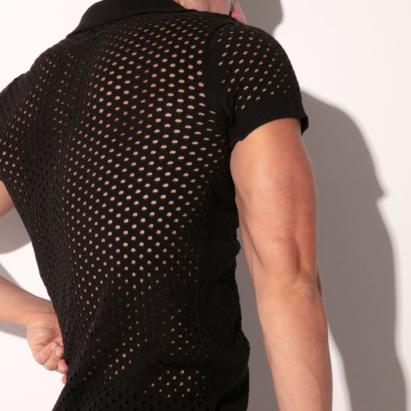 MOSAIC KNIT POLO BLACK