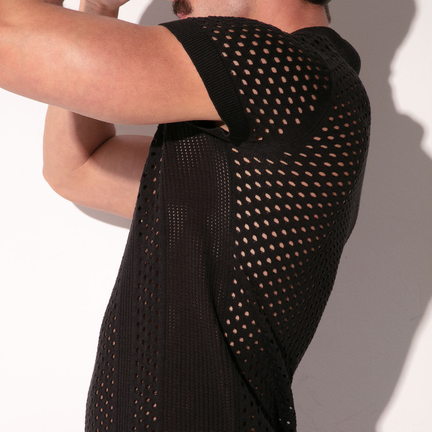 MOSAIC KNIT POLO BLACK