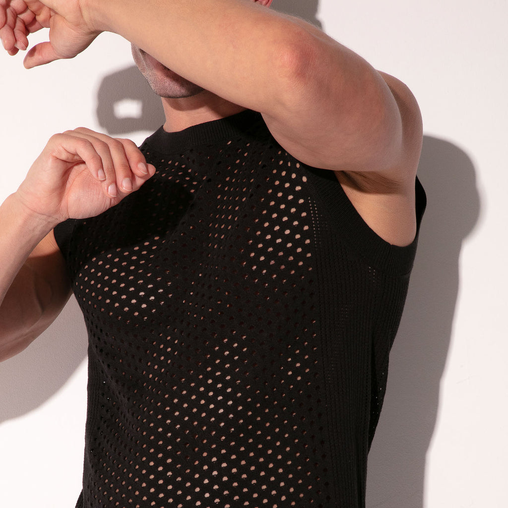 MOSAIC KNIT TANKTOP BLACK