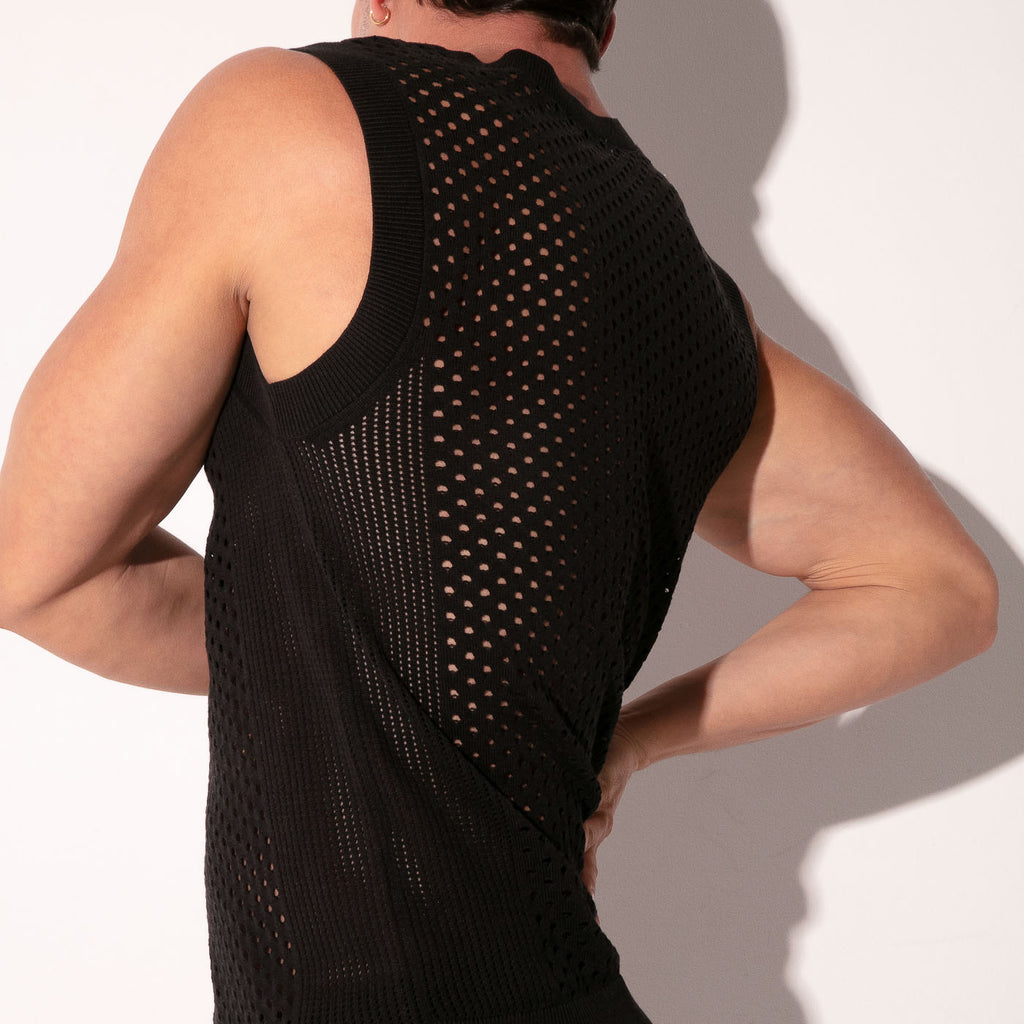 MOSAIC KNIT TANKTOP BLACK