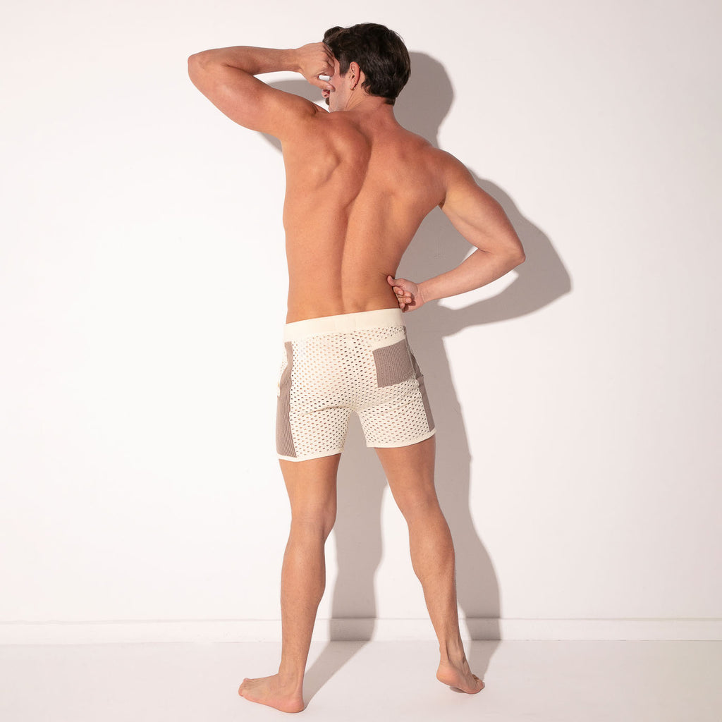 Short bermuda de punto Mosaic topo
