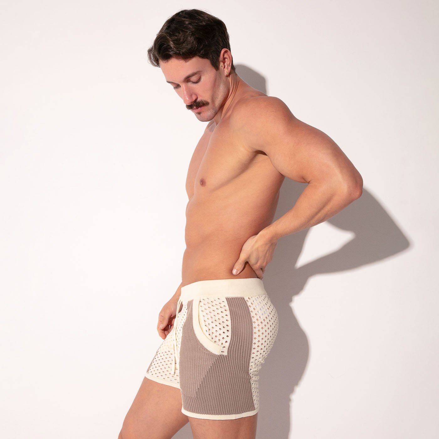 MOSAIC KNIT BERMUDA SHORT TAUPE