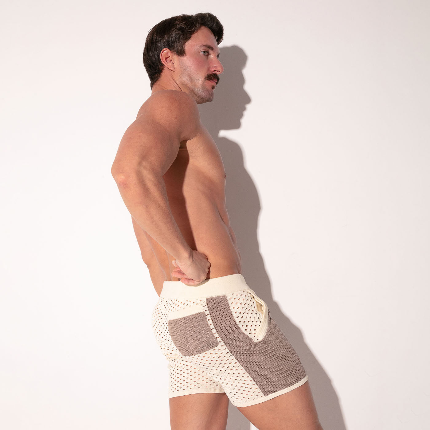 MOSAIC KNIT BERMUDA SHORT TAUPE