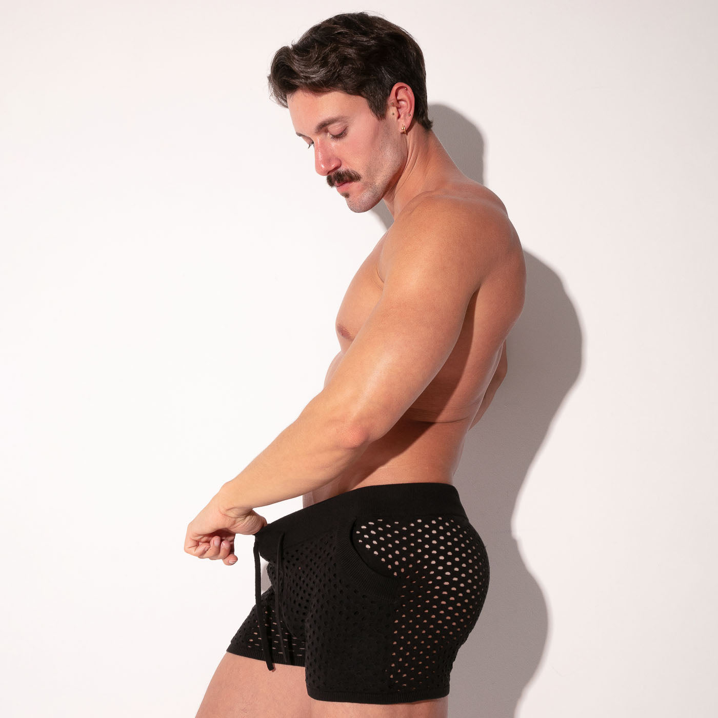 MOSAIC KNIT  MINI SHORT BLACK