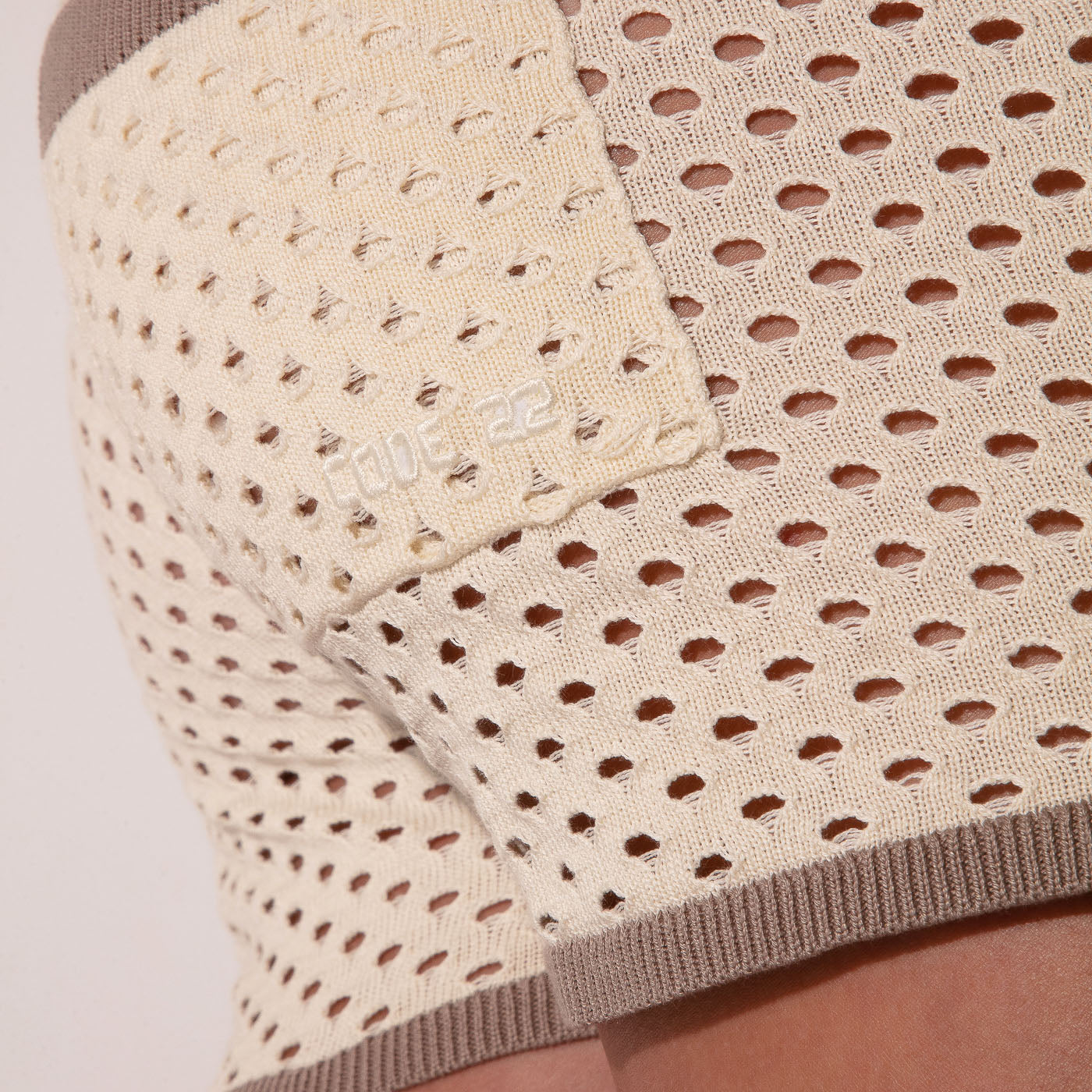 MOSAIC KNIT  MINI SHORT TAUPE