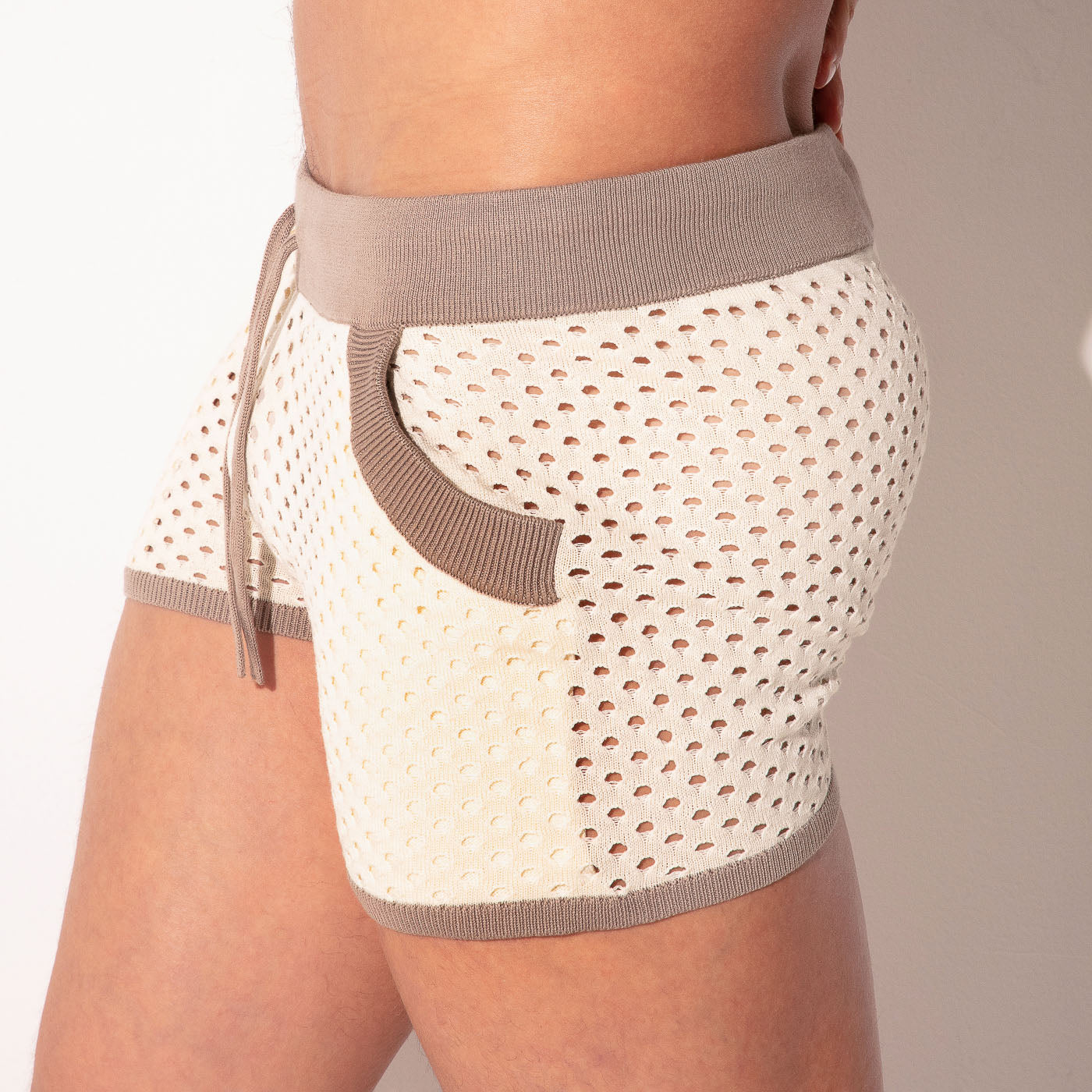 MOSAIC KNIT  MINI SHORT TAUPE