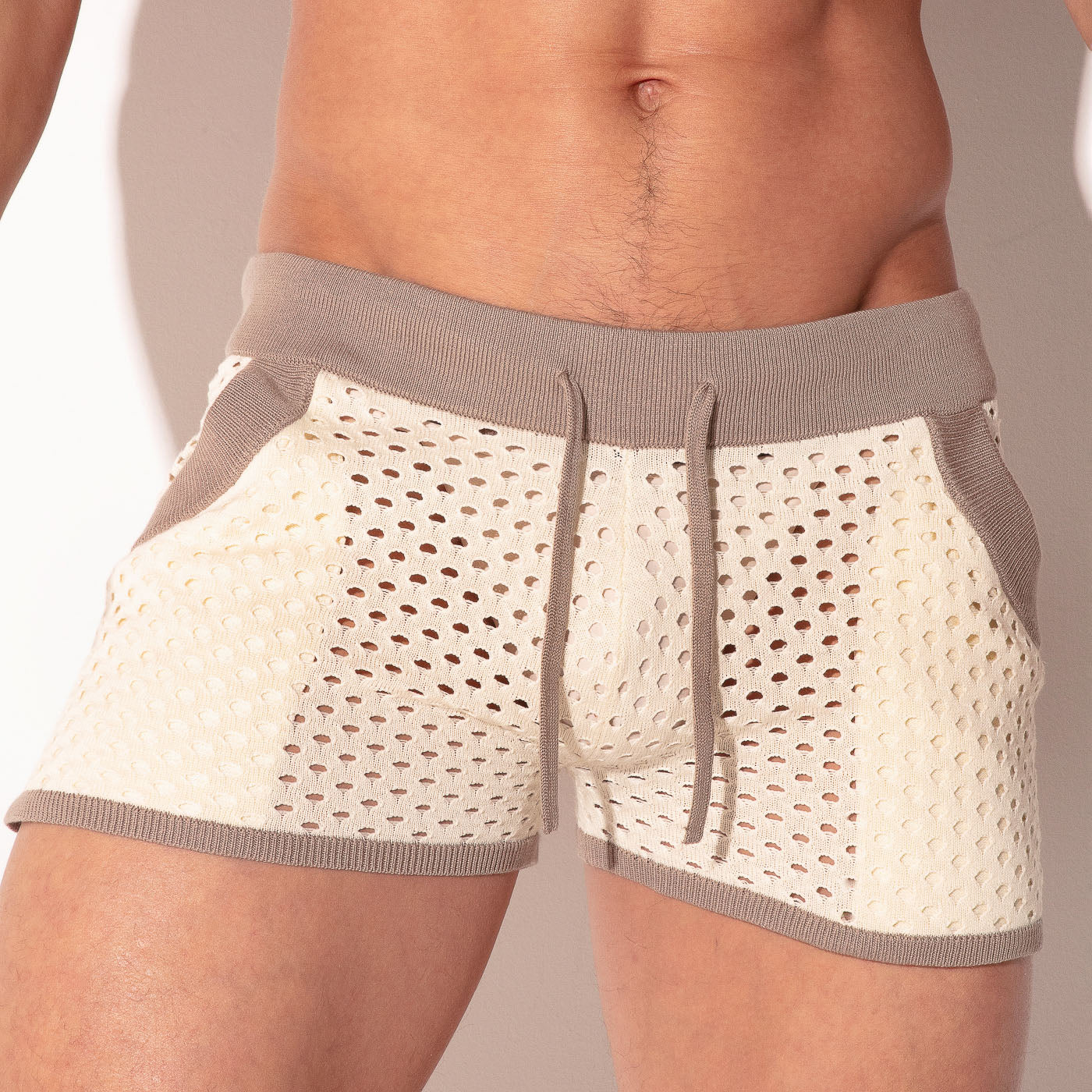MOSAIC KNIT  MINI SHORT TAUPE