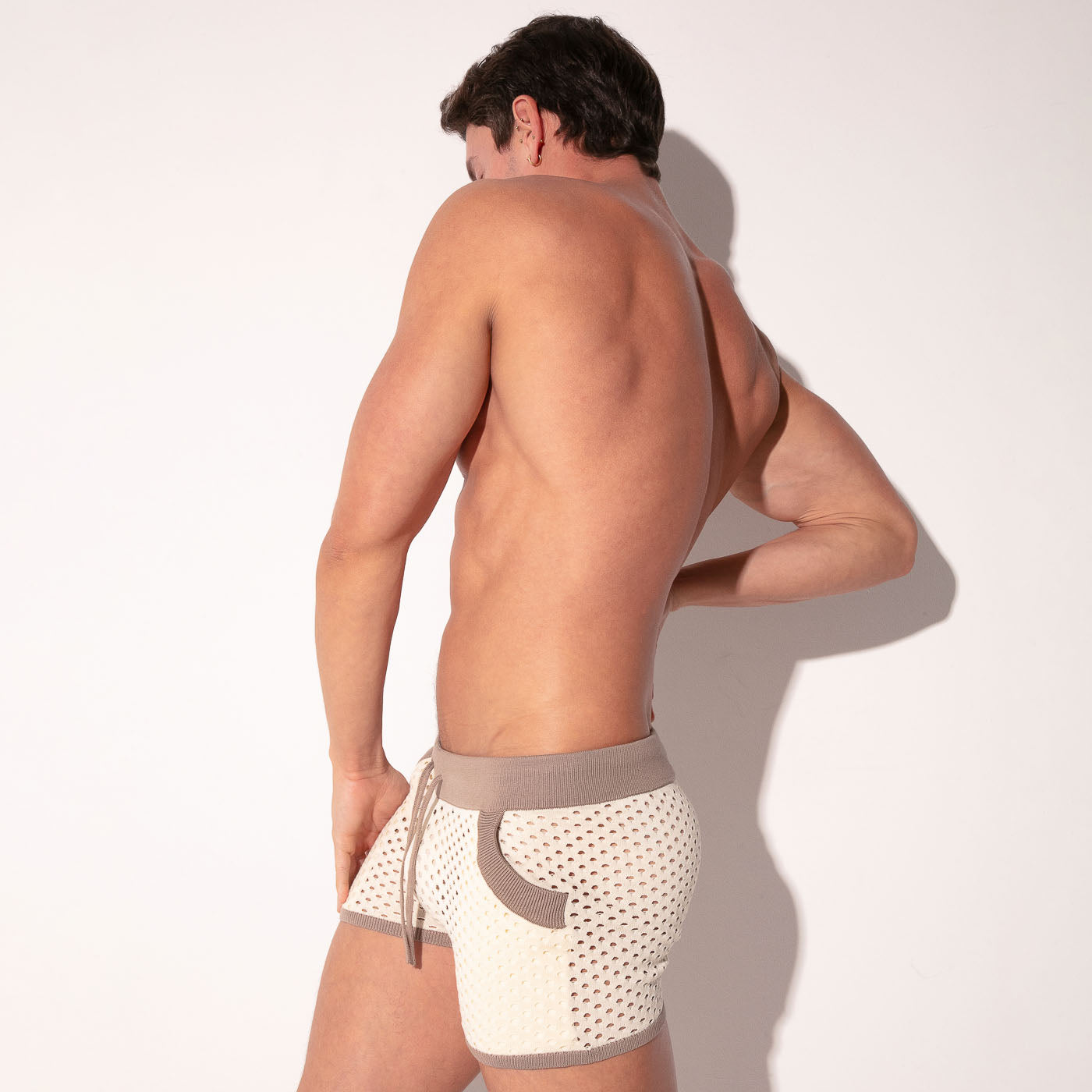 MOSAIC KNIT  MINI SHORT TAUPE