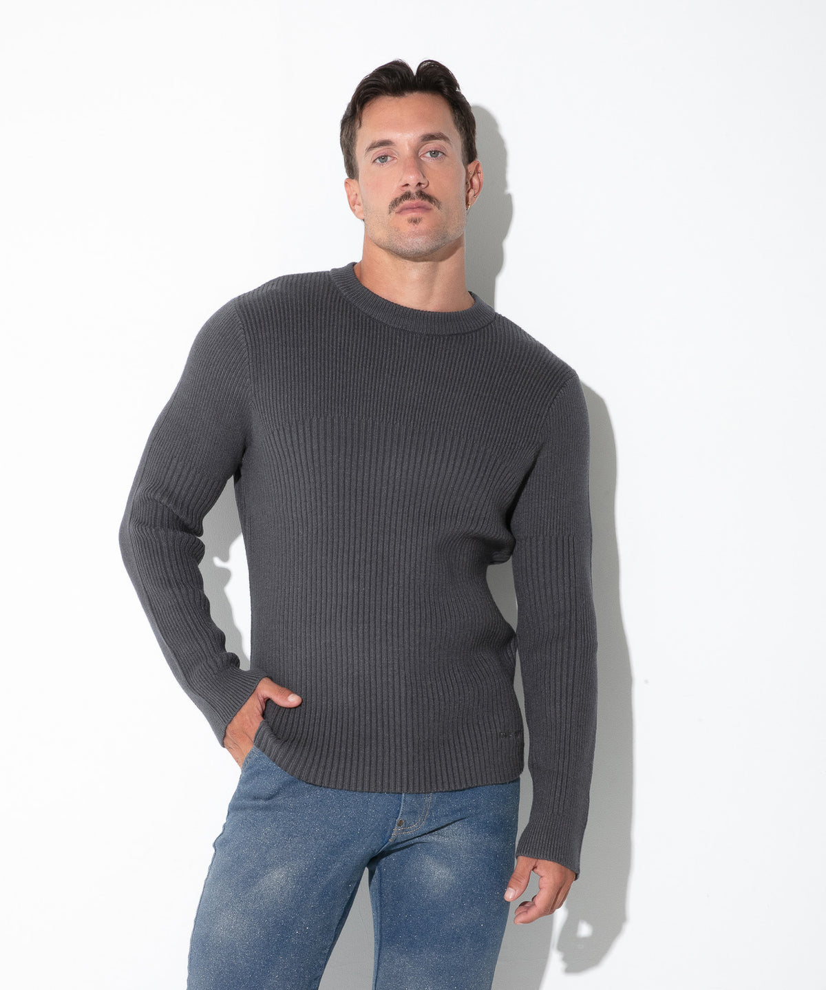 jersey de canalé ribbed antracita