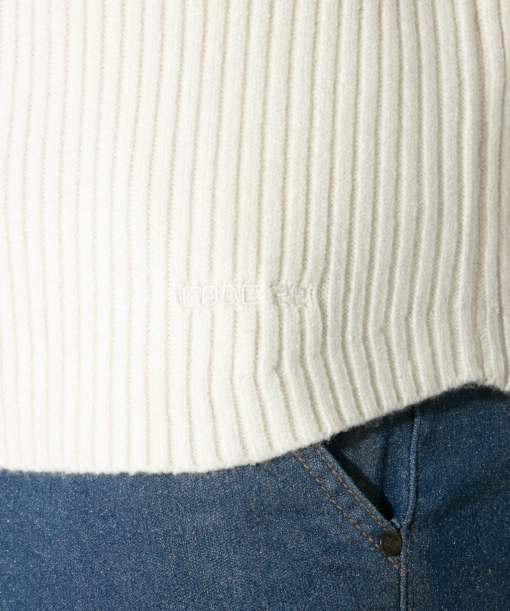 pull côtelé ribbed écru