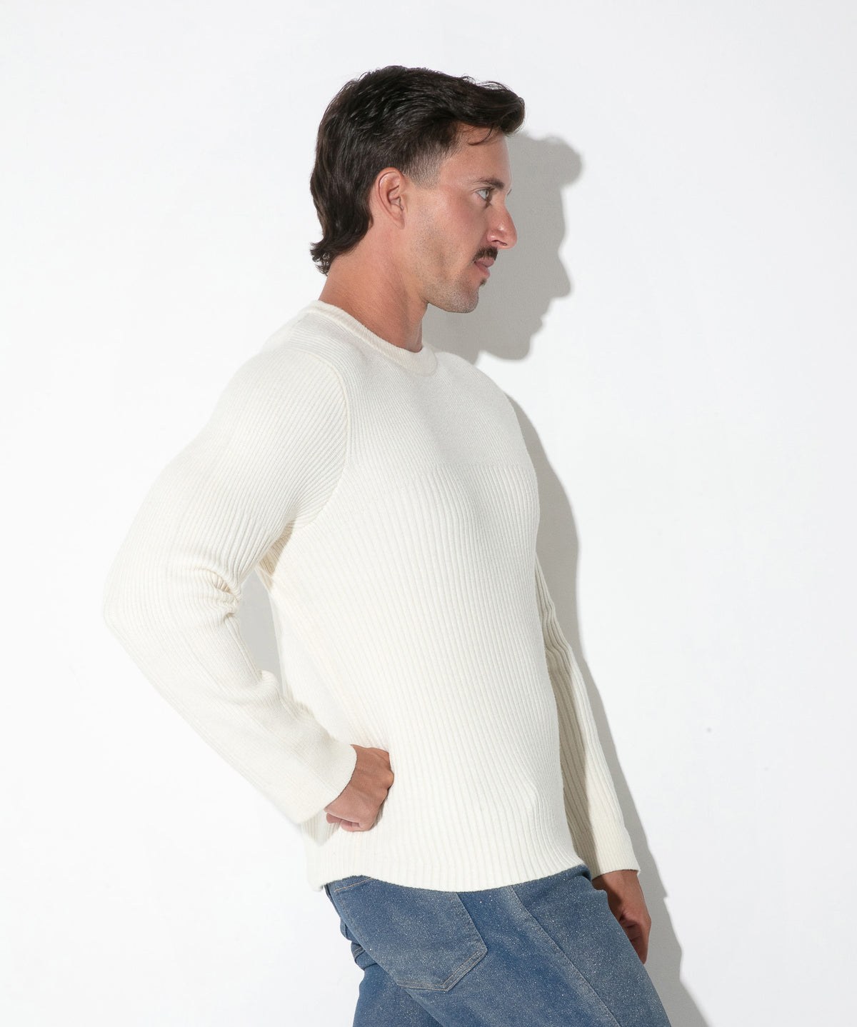 pull côtelé ribbed écru