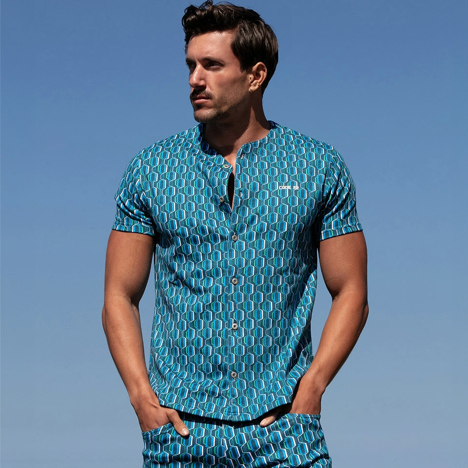 Camiseta slim fit baseball azul