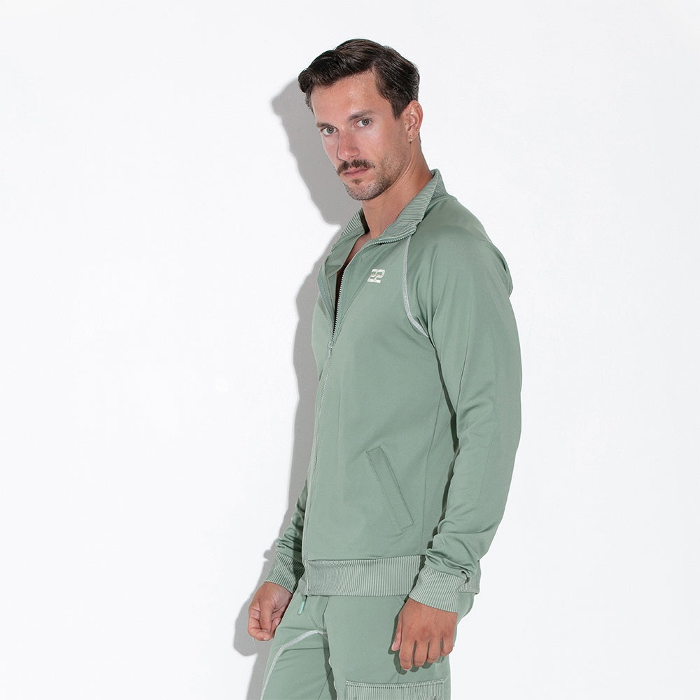 Chaqueta sweat con cremallera Reflex caqui