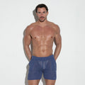 CODE 22 men's blue crochet knit bermuda shorts