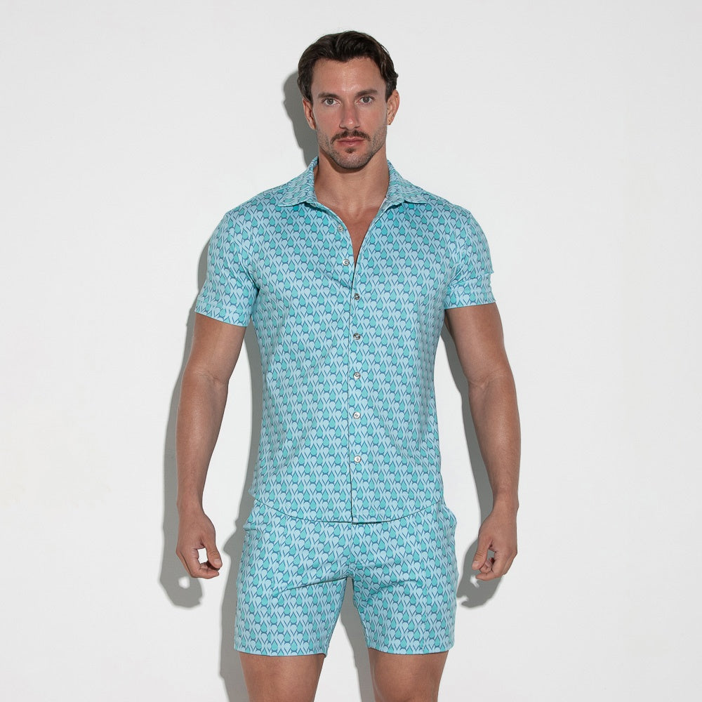 Camisa de manga corta stretch silky aqua